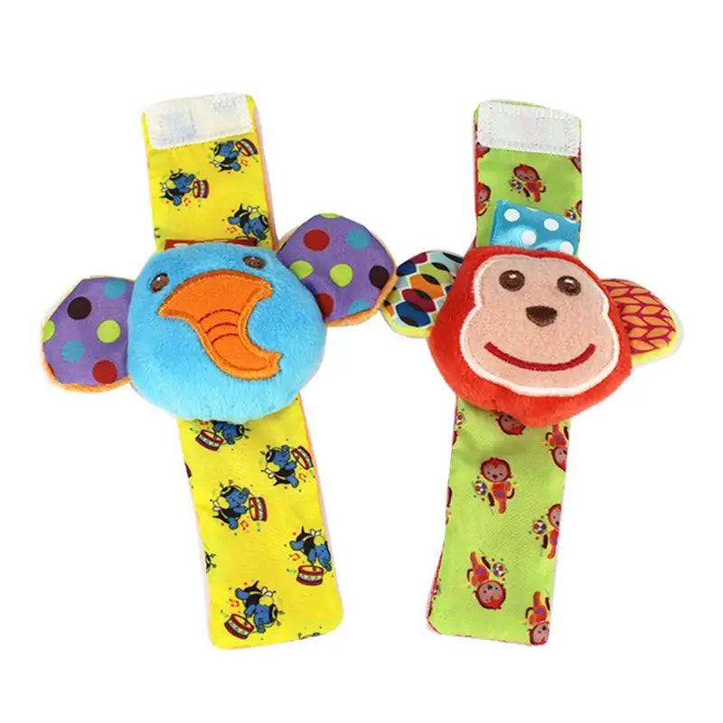 Introduce your little one to the world of colors and animals with our Soft Infant Wrist Or Sock Sensory Plush Animal Rattle Toys!