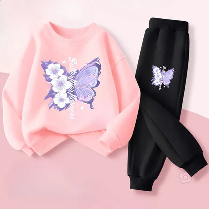 Dress up your little one in this playful Autumn Girls Elegant Butterfly Printed Top and Long Pants featuring a charming butterfly print top and coordinating long pants.