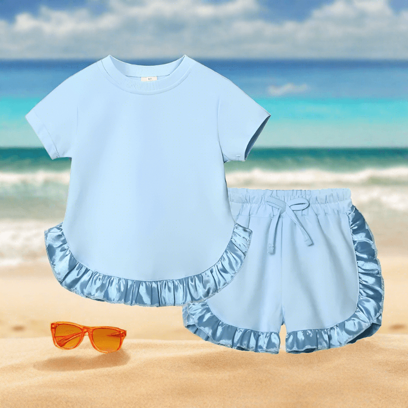 Elevate her summer with our Toddler Girls' Ruffled Top-Shorts set. Perfect for any occasion, crafted for comfort and style. 