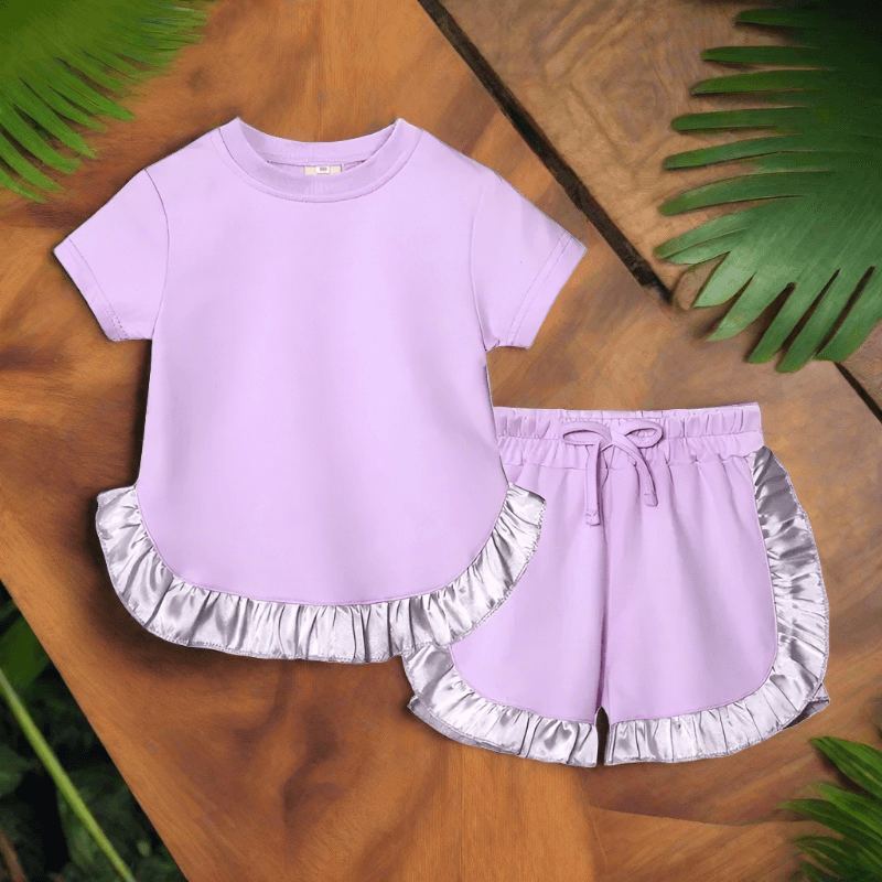 Elevate her summer with our Toddler Girls' Ruffled Top-Shorts set. Perfect for any occasion, crafted for comfort and style. 