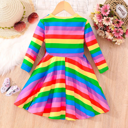 Summer Toddler Girls Rainbow Summer Party Dress