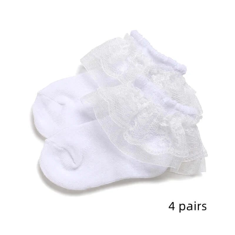 Wrap your little one's feet in comfort and cuteness with our Newborn White Lovely Cotton Baptism Socks!