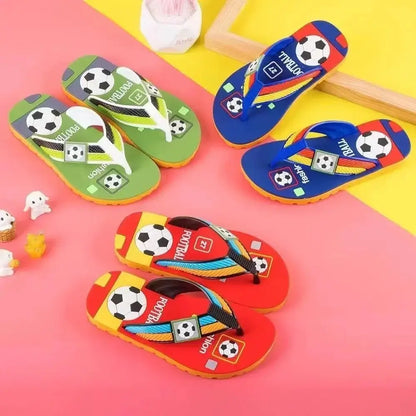 Outfit your little football fan with these vibrant, cartoon-inspired summer beachwear flops-flips. These slippers are perfect for the active boy.