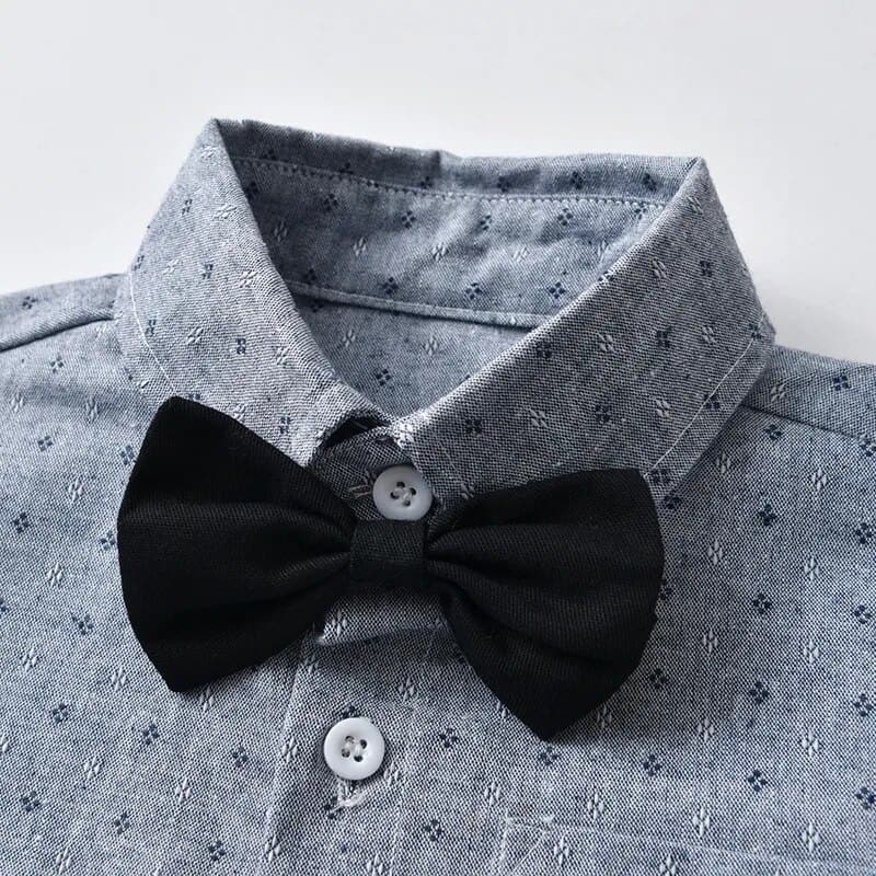 Take your little one's look up a notch with this Gentleman Long Sleeve Bowtie Shirt with Suspenders!