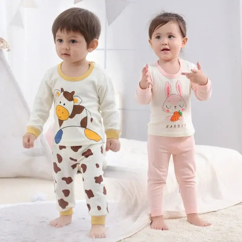 Keep your little one cozy and cute with this Toddler Kids Long Sleeve Cartoon Sleepwear 2PC Set. Made from soft cotton, these pajamas fit true to size