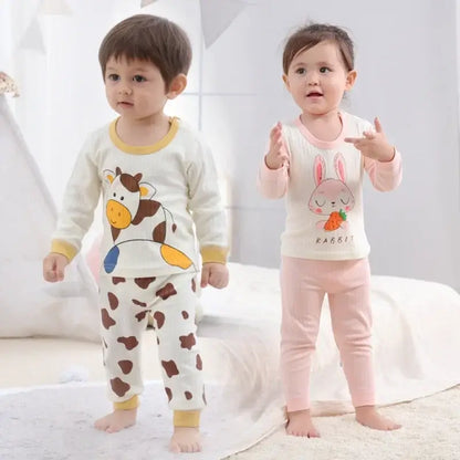 Keep your little one cozy and cute with this Toddler Kids Long Sleeve Cartoon Sleepwear 2PC Set. Made from soft cotton, these pajamas fit true to size