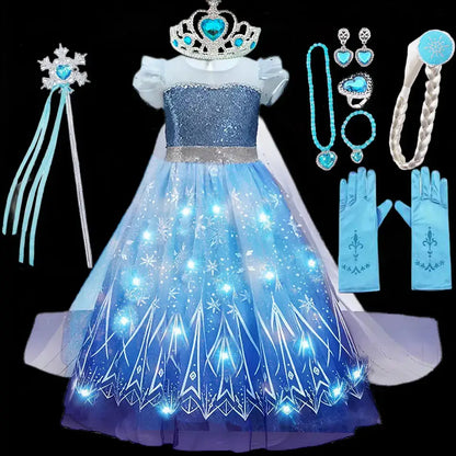 Girls Fancy Elsa Light up Gown Halloween Costume