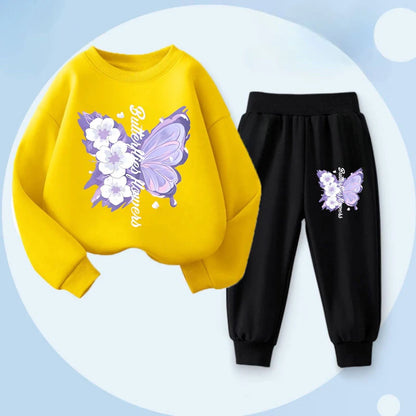 Dress up your little one in this playful Autumn Girls Elegant Butterfly Printed Top and Long Pants featuring a charming butterfly print top and coordinating long pants.