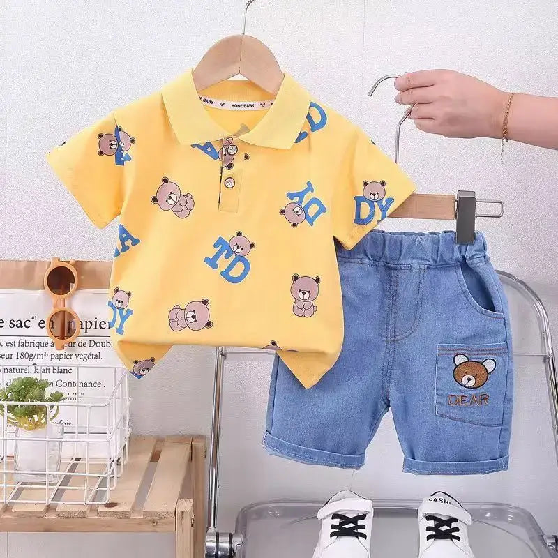 Add a touch of sophistication to your little one's wardrobe with our Toddler Boys Summer Western Style PoLo Shirt-Shorts.