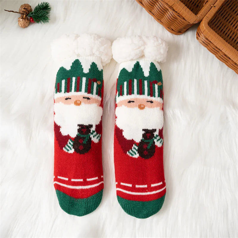 Stay cozy this holiday season with our Winter Kids Cartoon Cotton Thermal Non-Slip Christmas Socks!