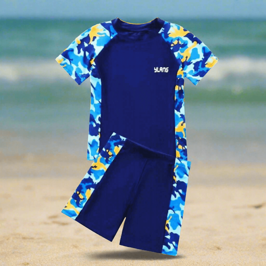 Explore summer with our Kids Quick Dry Bathing Suits 2PC Set! Suitable for both boys and girls aged 6-16. Chlorine and wear-resistant.