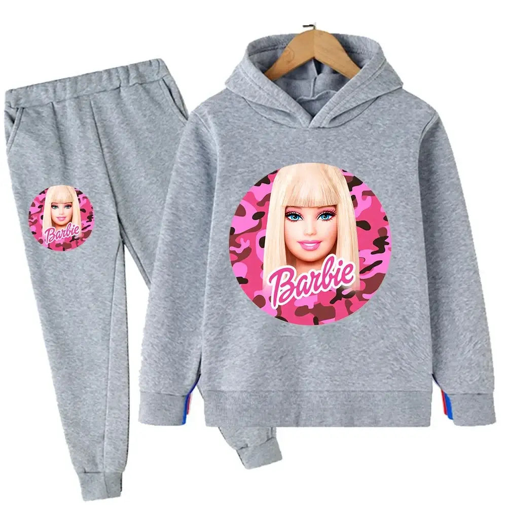 Get your little ones ready for a playful autumn with our Barbie Hoodie Tracksuit Sets!