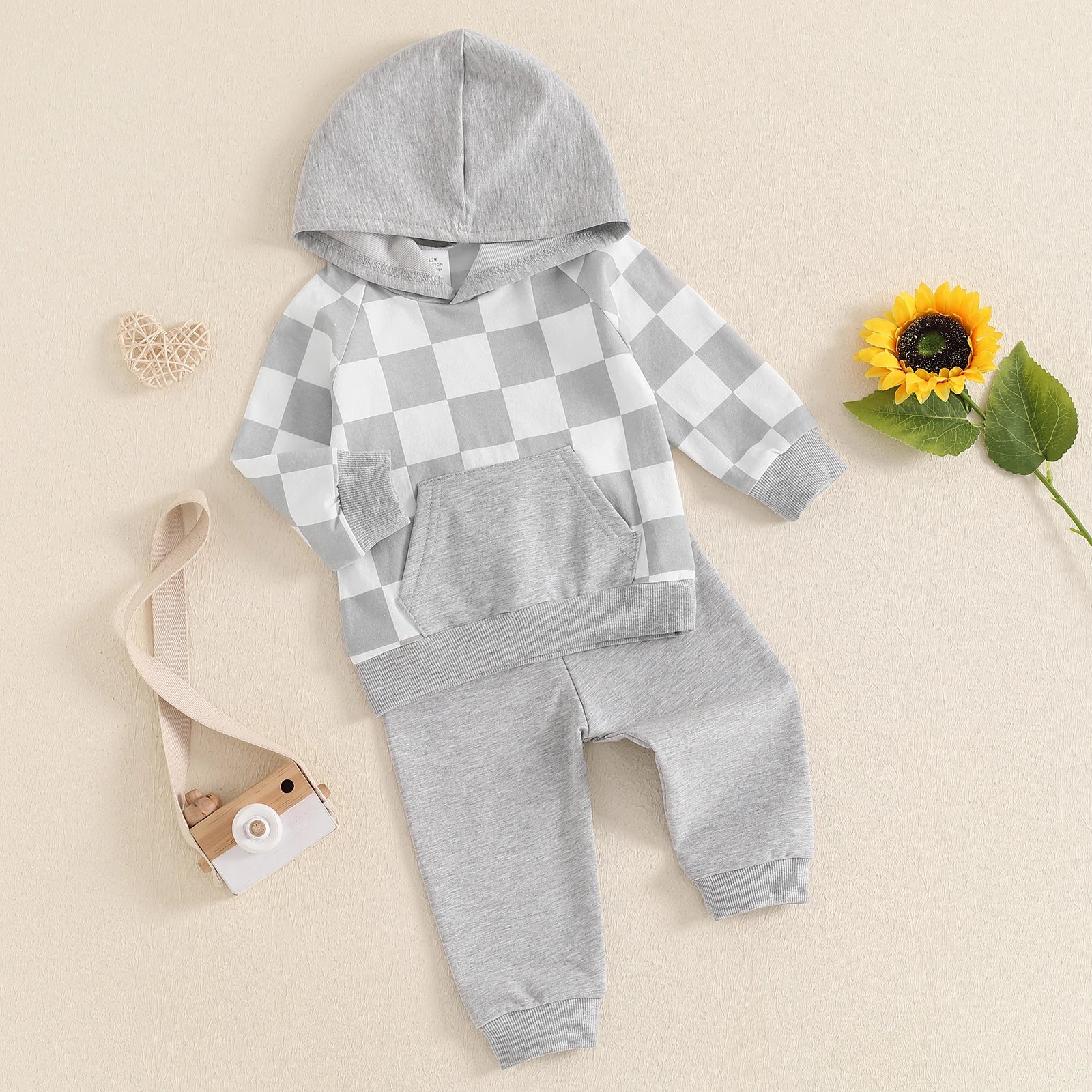 Keep your little man cozy and stylish with our Spring Toddler Boys Hoodie Top and Pants set!