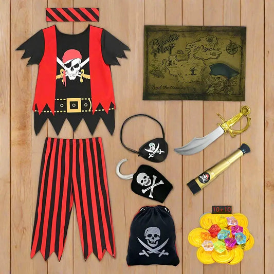 Boys Halloween Captain Jack Pirate Costume with Accessories