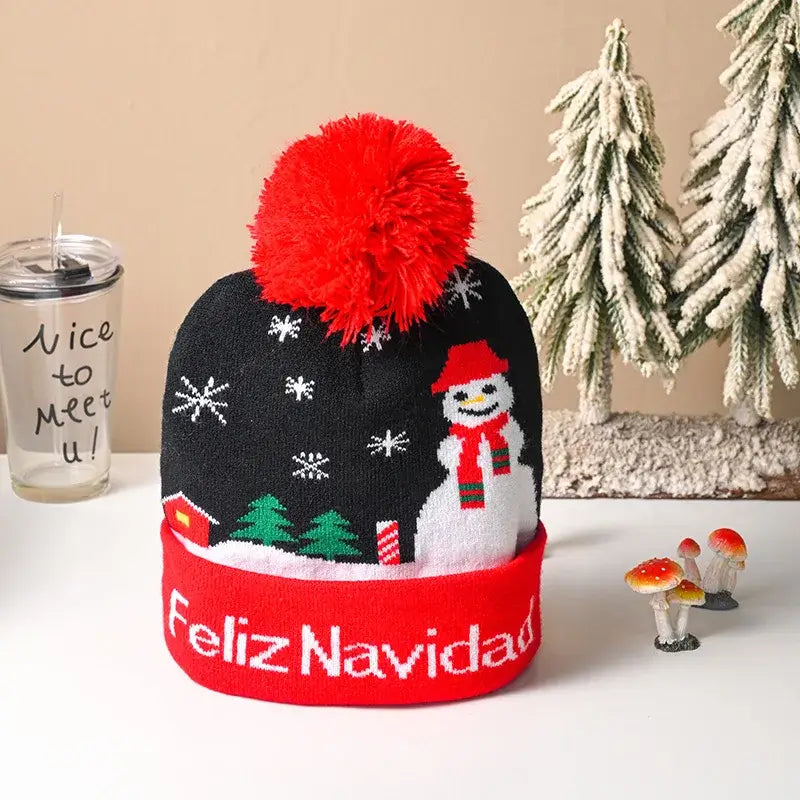 Have a holly, jolly Christmas with our Creative Flashing Led Christmas Winter Warm Knitted Cap!