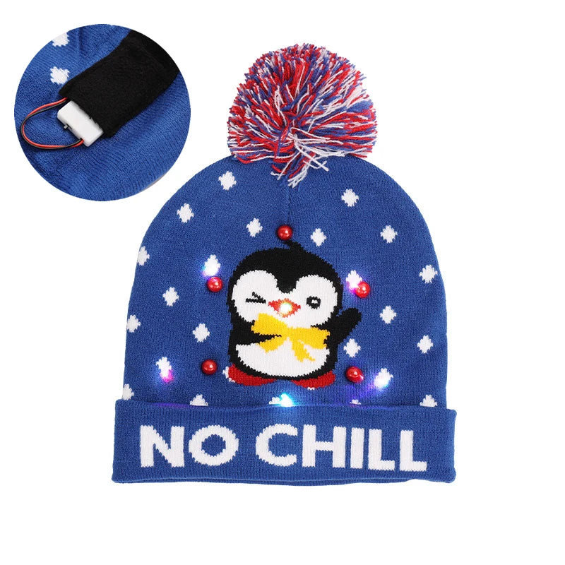 Have a holly, jolly Christmas with our Creative Flashing Led Christmas Winter Warm Knitted Cap!