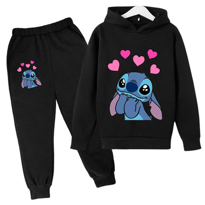 Girls Autumn Stitch Hoodie Sweatshirt+Pants