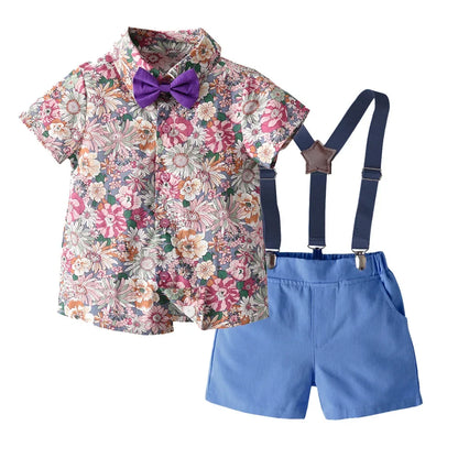 Get ready for summer with our Toddler Boys Summer Cotton Gentlemens Short Outfits!