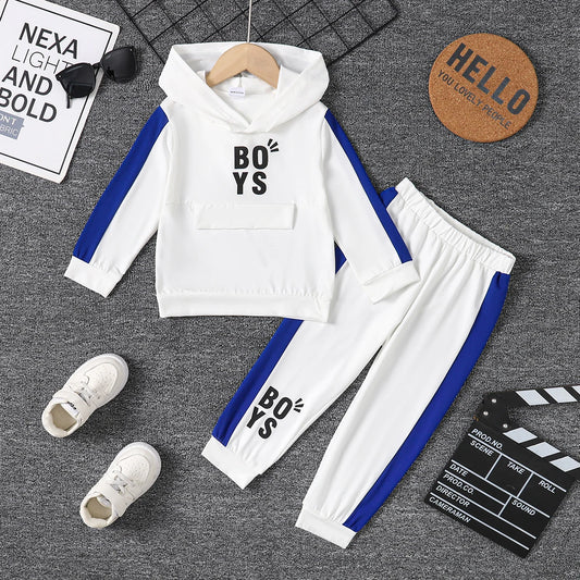This playful Toddler Boys Letter Patchwork Hoodie Sweater with Pants is perfect for boys aged 18 months to 6 years.