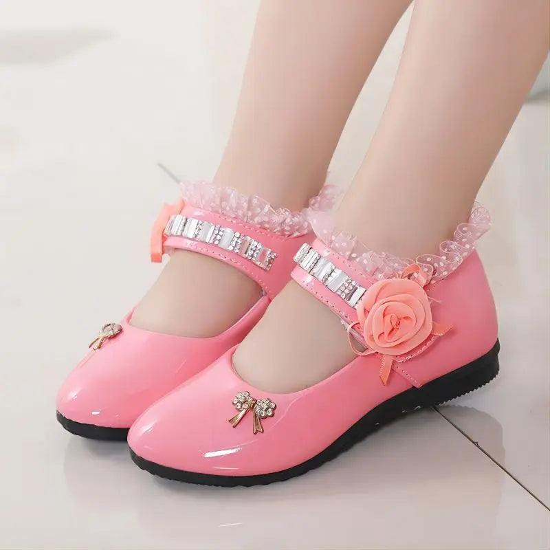 Summer Girls Cute Bowknot Rhinestone Dress Shoes