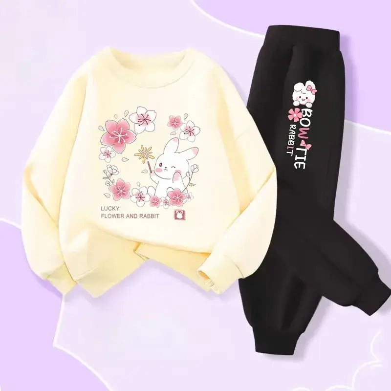 Keep your little one cozy and cheerful this autumn with this playful Girls Autumn Rabbit Printed Sweatshirt and Sweatpants. Made from soft polyester.