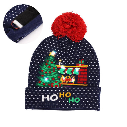 Have a holly, jolly Christmas with our Creative Flashing Led Christmas Winter Warm Knitted Cap!