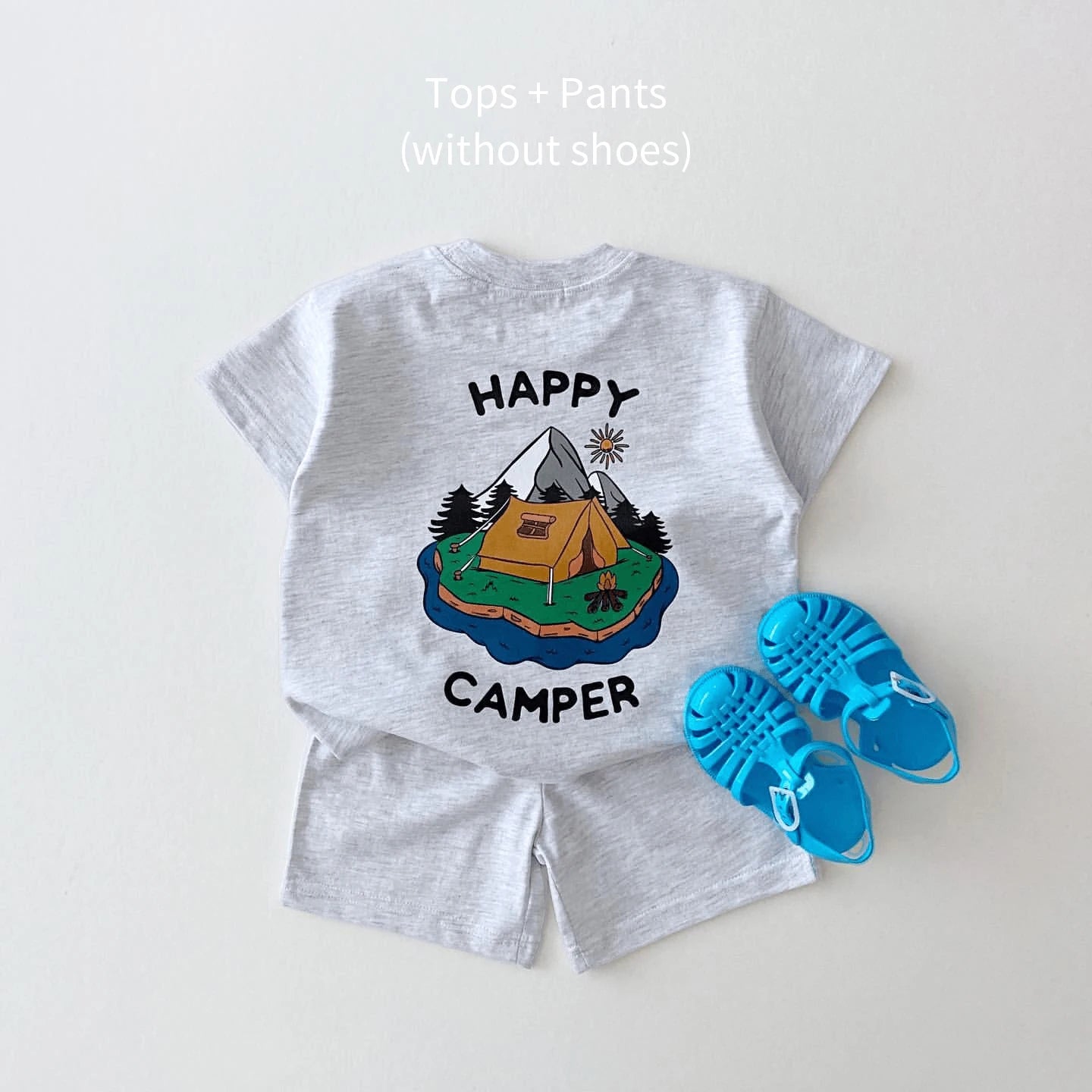 Designed for the stylish little adventurer, this set features a playful graphic tee and comfy shorts perfect for outdoor activities.