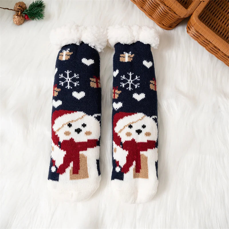 Stay cozy this holiday season with our Winter Kids Cartoon Cotton Thermal Non-Slip Christmas Socks!