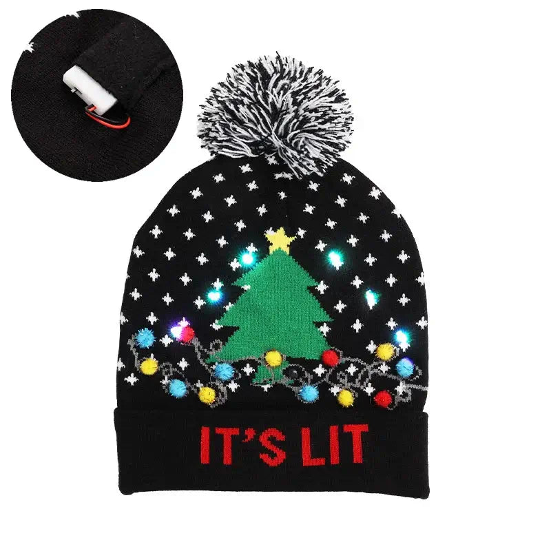 Have a holly, jolly Christmas with our Creative Flashing Led Christmas Winter Warm Knitted Cap!