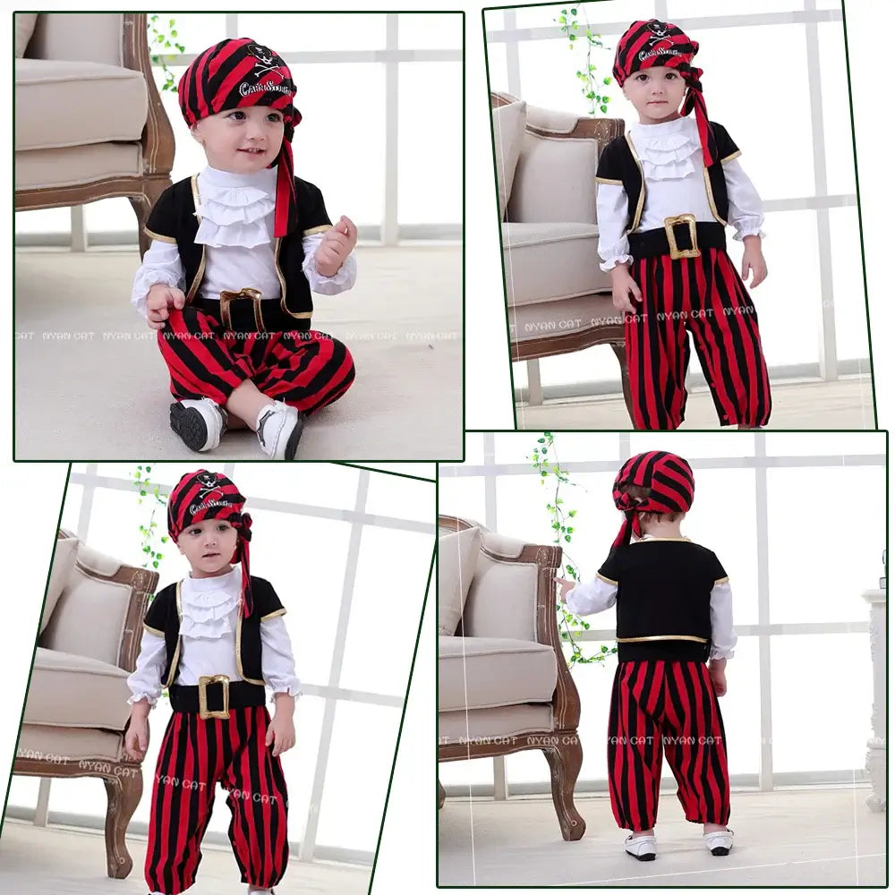 Toddler Boys-Girls Halloween Pirate Costume 4PC Set