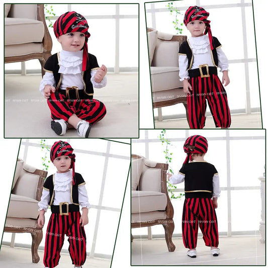 Toddler Boys-Girls Halloween Pirate Costume 4PC Set