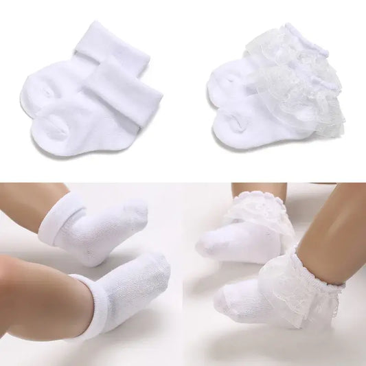 Wrap your little one's feet in comfort and cuteness with our Newborn White Lovely Cotton Baptism Socks!