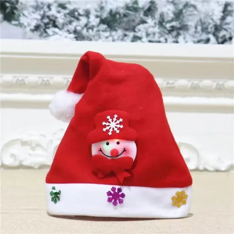 Get festive with the 2025 Christmas Santa Claus, Snowman, and Elk Hats! These hats are safe for adults and children.