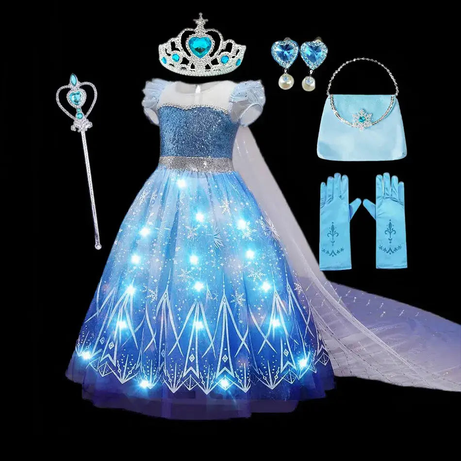 Girls Fancy Elsa Light up Gown Halloween Costume