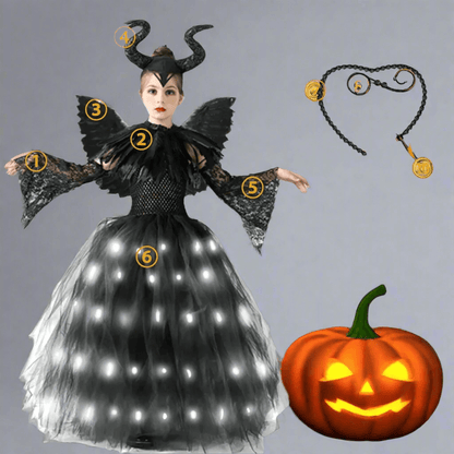 Girls Maleficent Halloween LED Light Up Dress