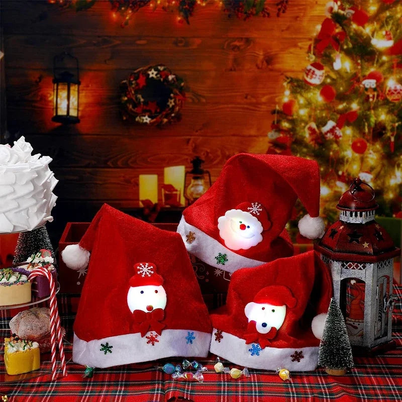 Get festive with the 2025 Christmas Santa Claus, Snowman, and Elk Hats! These hats are safe for adults and children.