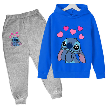 Girls Autumn Stitch Hoodie Sweatshirt+Pants