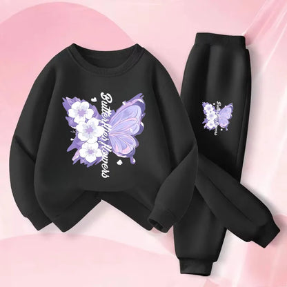 Dress up your little one in this playful Autumn Girls Elegant Butterfly Printed Top and Long Pants featuring a charming butterfly print top and coordinating long pants.