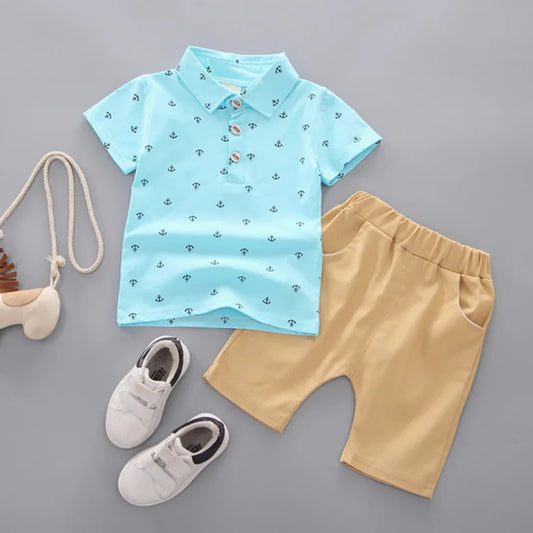 Get your little one ready for the summer season with our adorable anchor print T-shirt and shorts set!