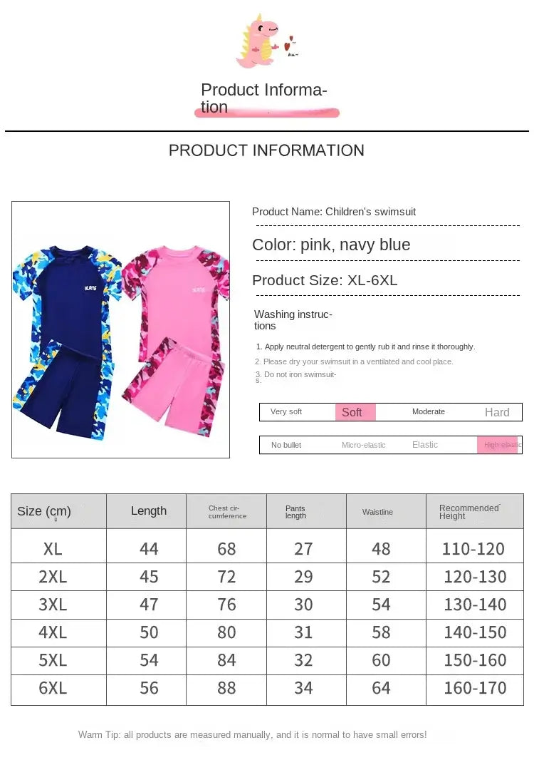 Summer Kids Quick Dry Sun Protective Bathing Suits 2PC Set