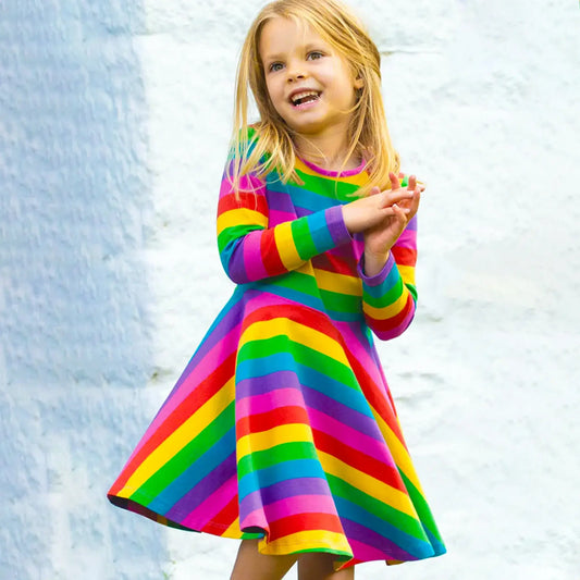 Summer Toddler Girls Rainbow Summer Party Dress