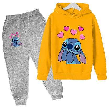 Girls Autumn Stitch Hoodie Sweatshirt+Pants