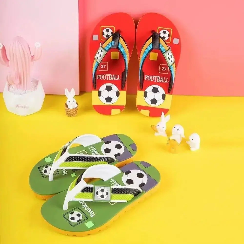 Outfit your little football fan with these vibrant, cartoon-inspired summer beachwear flops-flips. These slippers are perfect for the active boy.