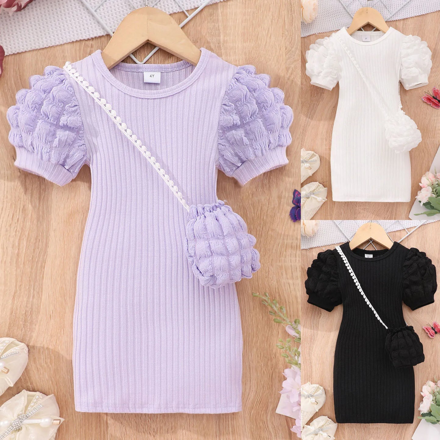 Fashion Dress with Bag made with soft, breathable and flexible material for your little girl's comfort.