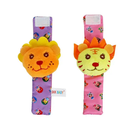 Introduce your little one to the world of colors and animals with our Soft Infant Wrist Or Sock Sensory Plush Animal Rattle Toys!