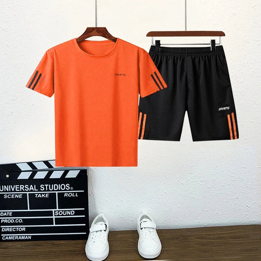 Made with high-quality cotton and polyester material, this casual set offers comfort and style for boys ages 4-12.