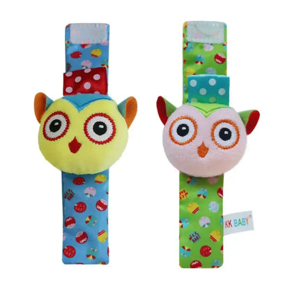 Introduce your little one to the world of colors and animals with our Soft Infant Wrist Or Sock Sensory Plush Animal Rattle Toys!