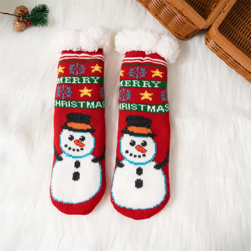 Stay cozy this holiday season with our Winter Kids Cartoon Cotton Thermal Non-Slip Christmas Socks!