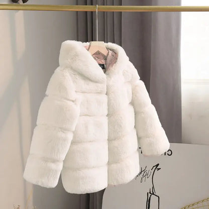 Winter Girls Hooded Imitation Rabbit Hair Coat