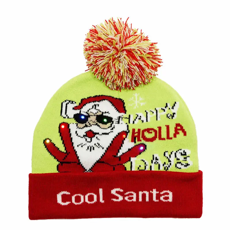 Have a holly, jolly Christmas with our Creative Flashing Led Christmas Winter Warm Knitted Cap!